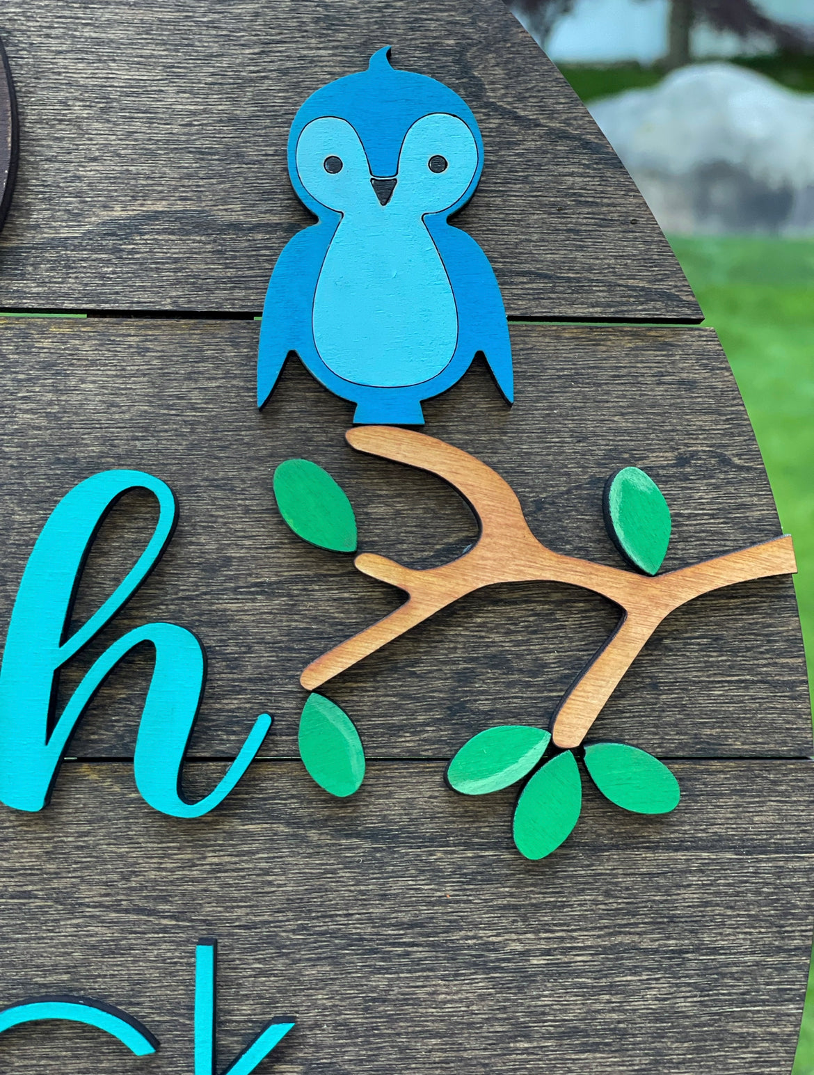 Woodland Animal Nursery Round, Child Name Sign