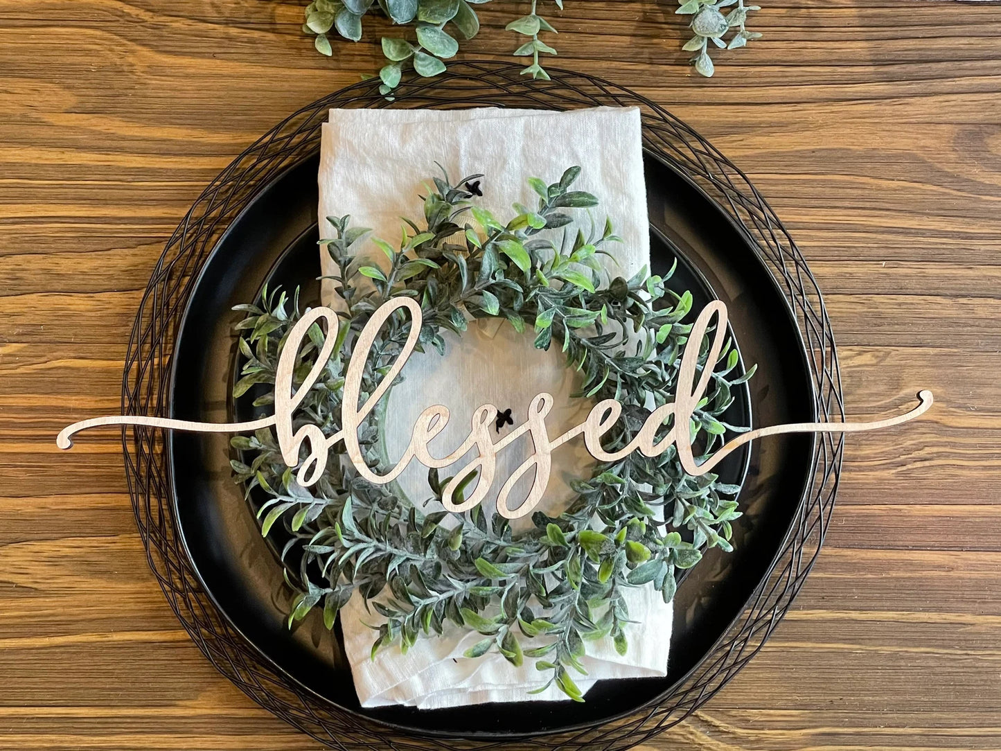 Thanksgiving Table Decor Plate Words, Set of 4