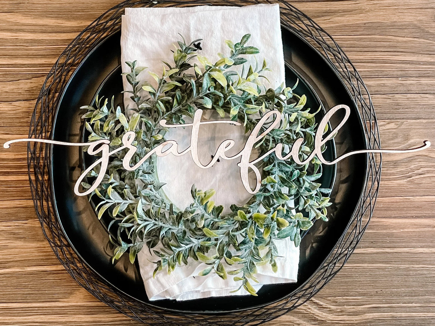 Thanksgiving Table Decor Plate Words, Set of 4