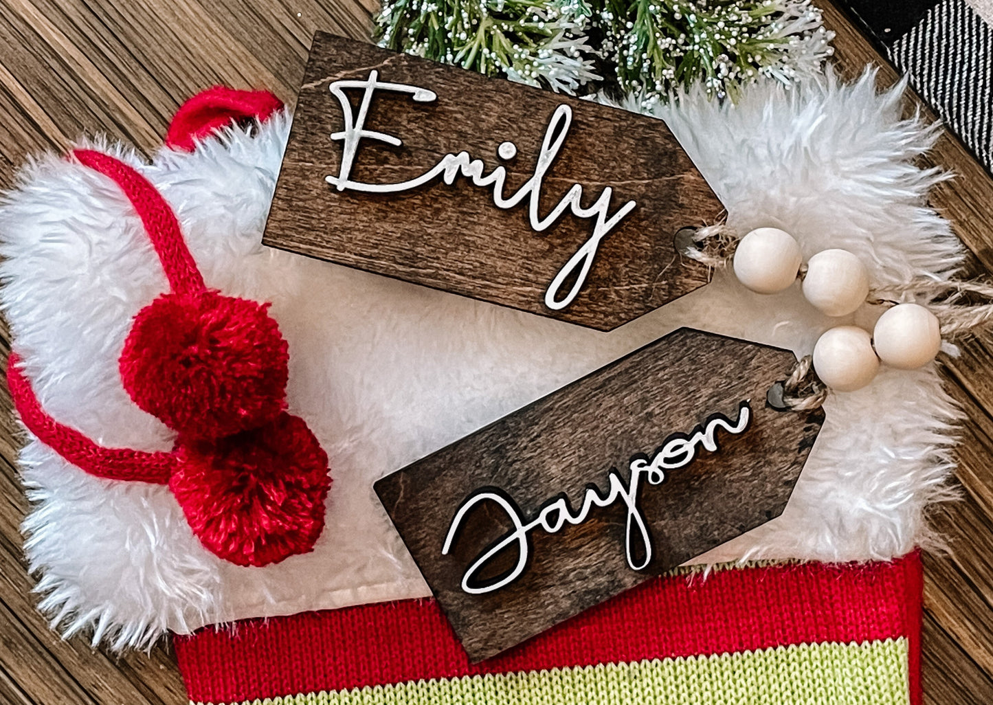 Personalized Gift Tag, Wood Stocking Tag