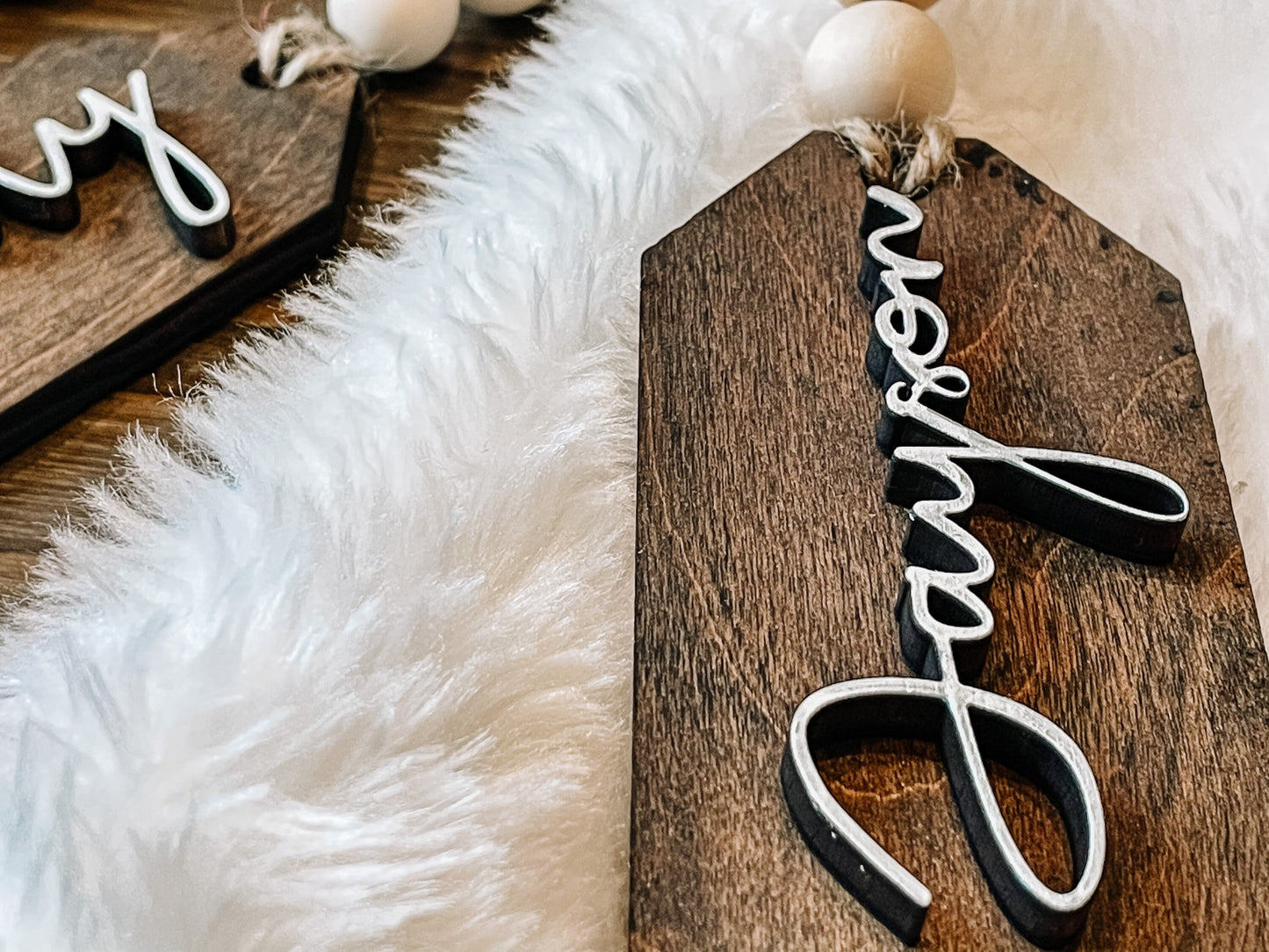 Personalized Gift Tag, Wood Stocking Tag