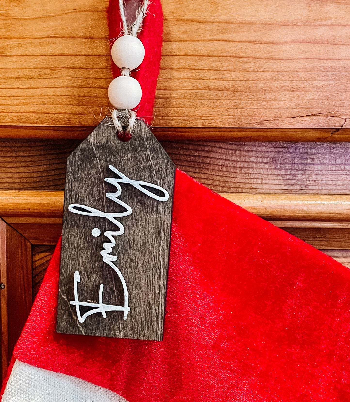 Personalized Gift Tag, Wood Stocking Tag
