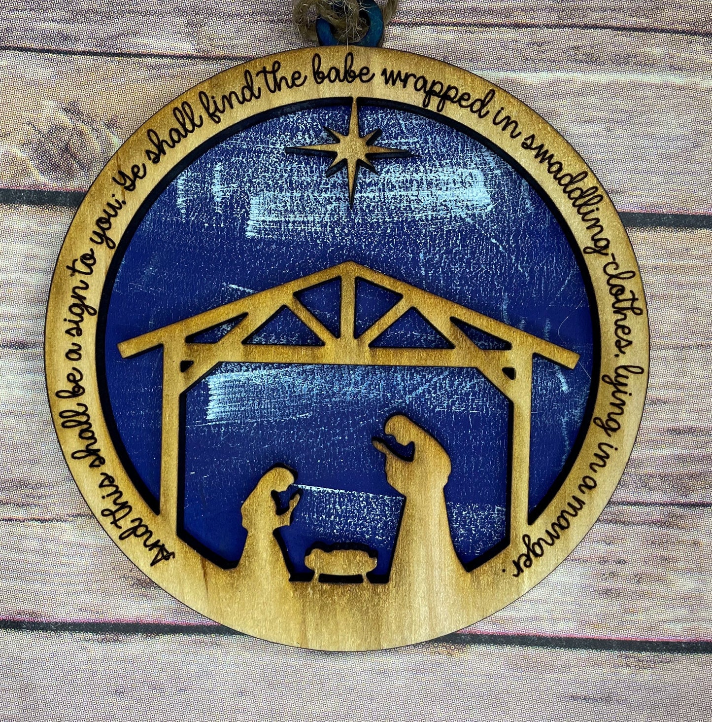 Hand painted Wooden Nativity Ornament Set