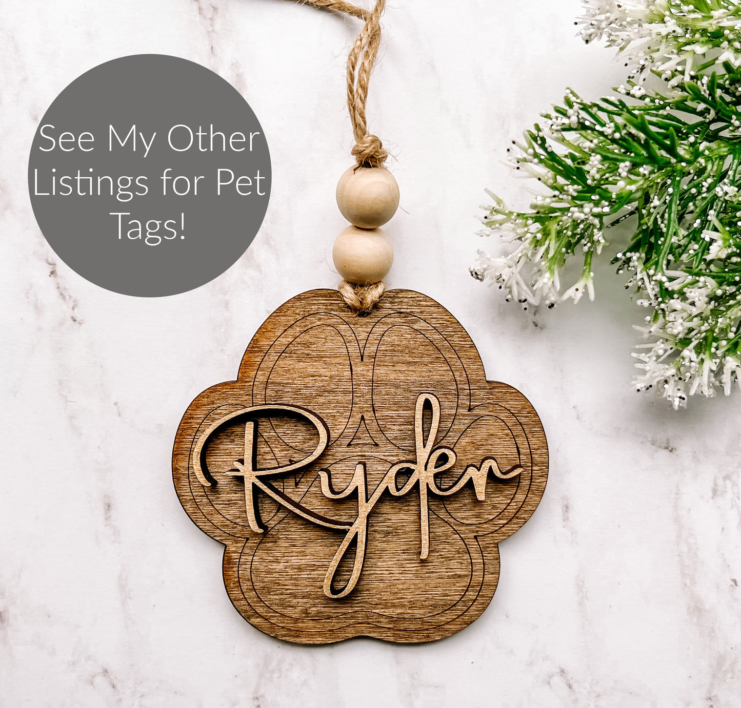 Personalized Gift Tag, Wood Stocking Tag