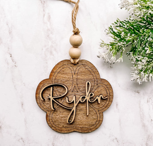 Paw Print Personalized Ornament & Stocking Tag