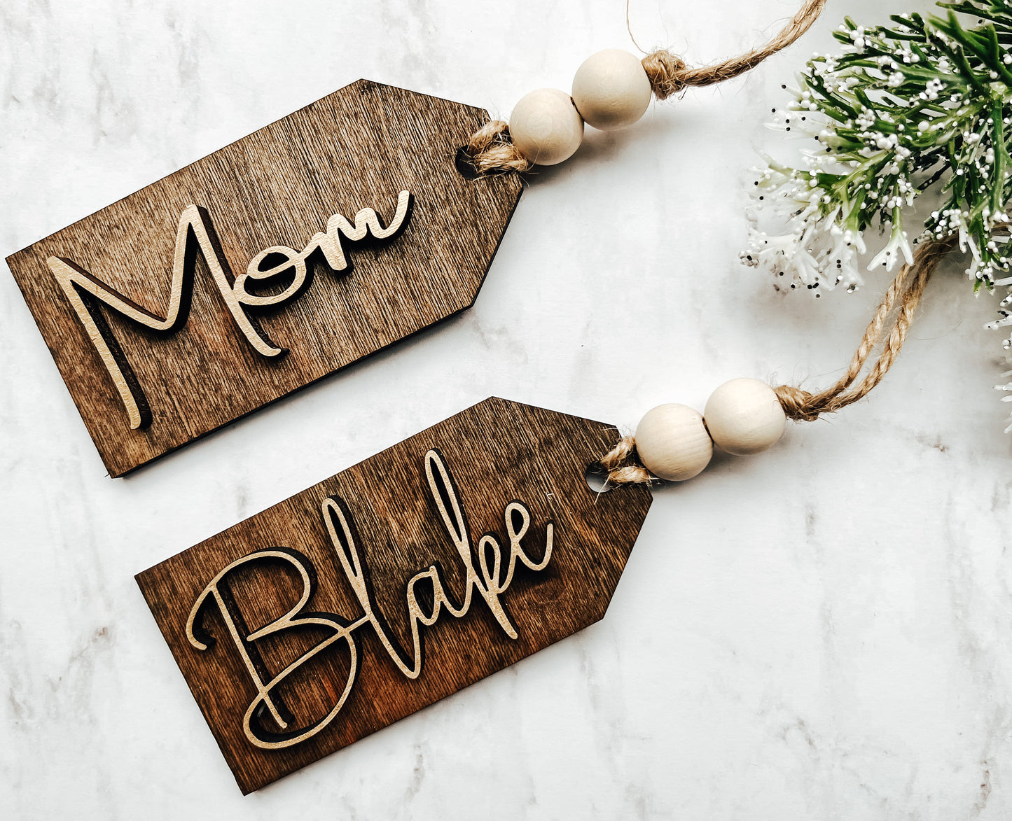 Personalized Gift Tag, Wood Stocking Tag