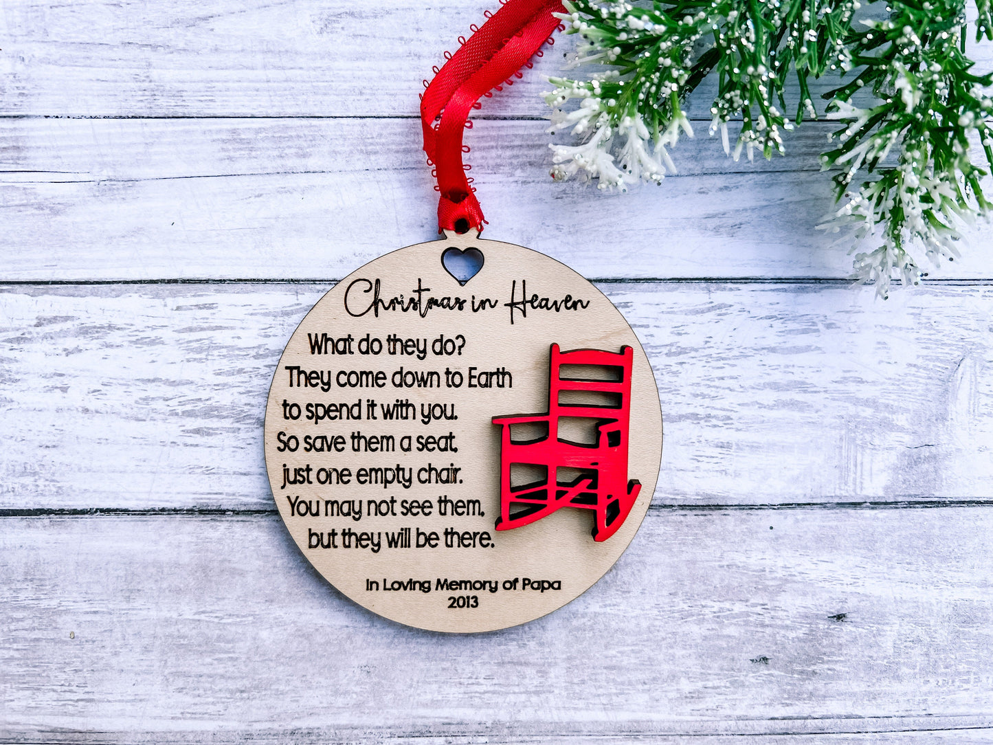 Christmas In Heaven Personalized Memorial Ornament - Add custom Handwriting Option