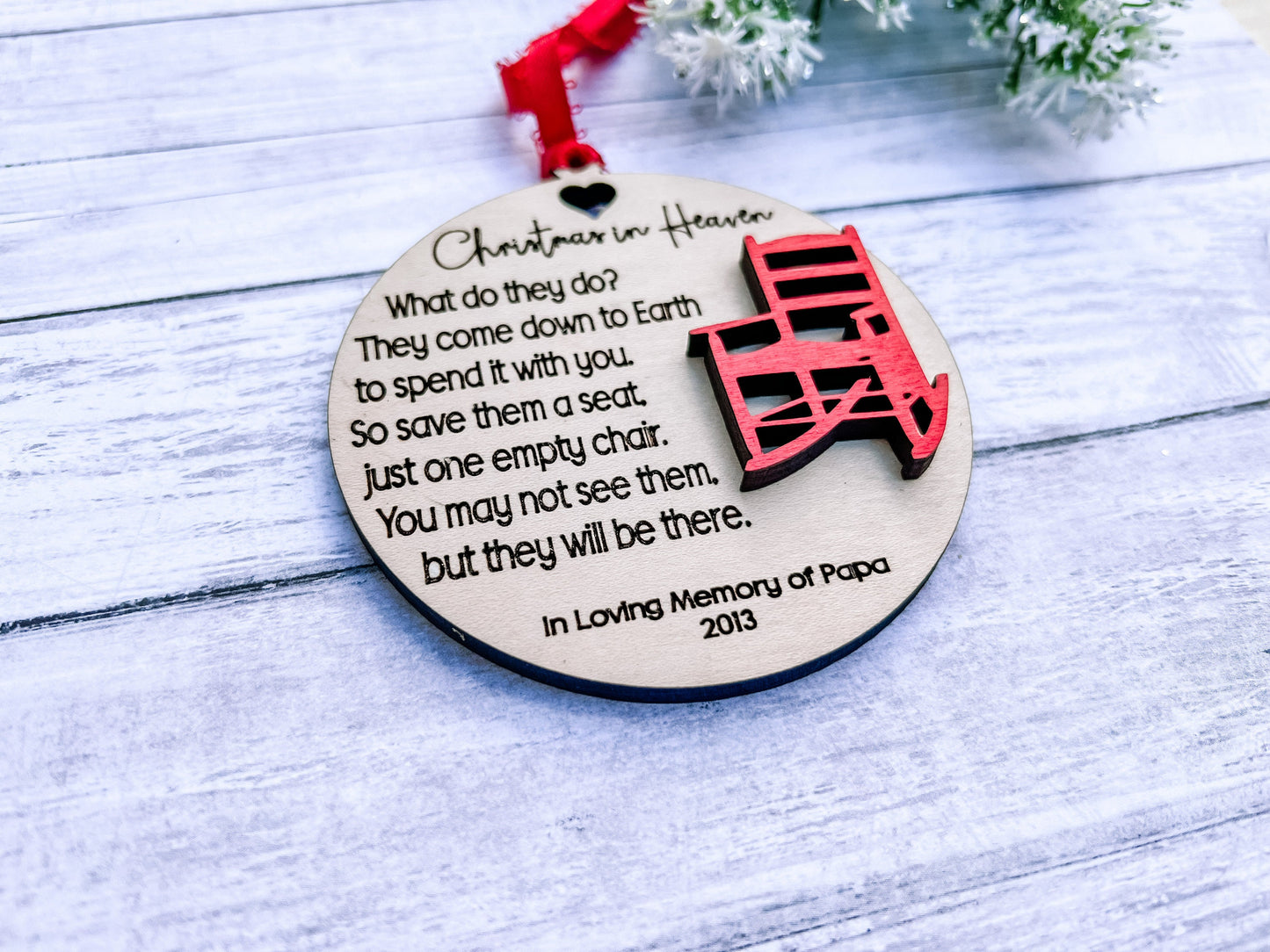 Christmas In Heaven Personalized Memorial Ornament - Add custom Handwriting Option