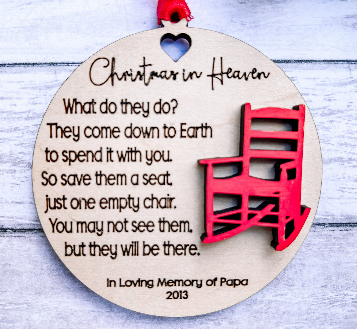 Christmas In Heaven Personalized Memorial Ornament - Add custom Handwriting Option