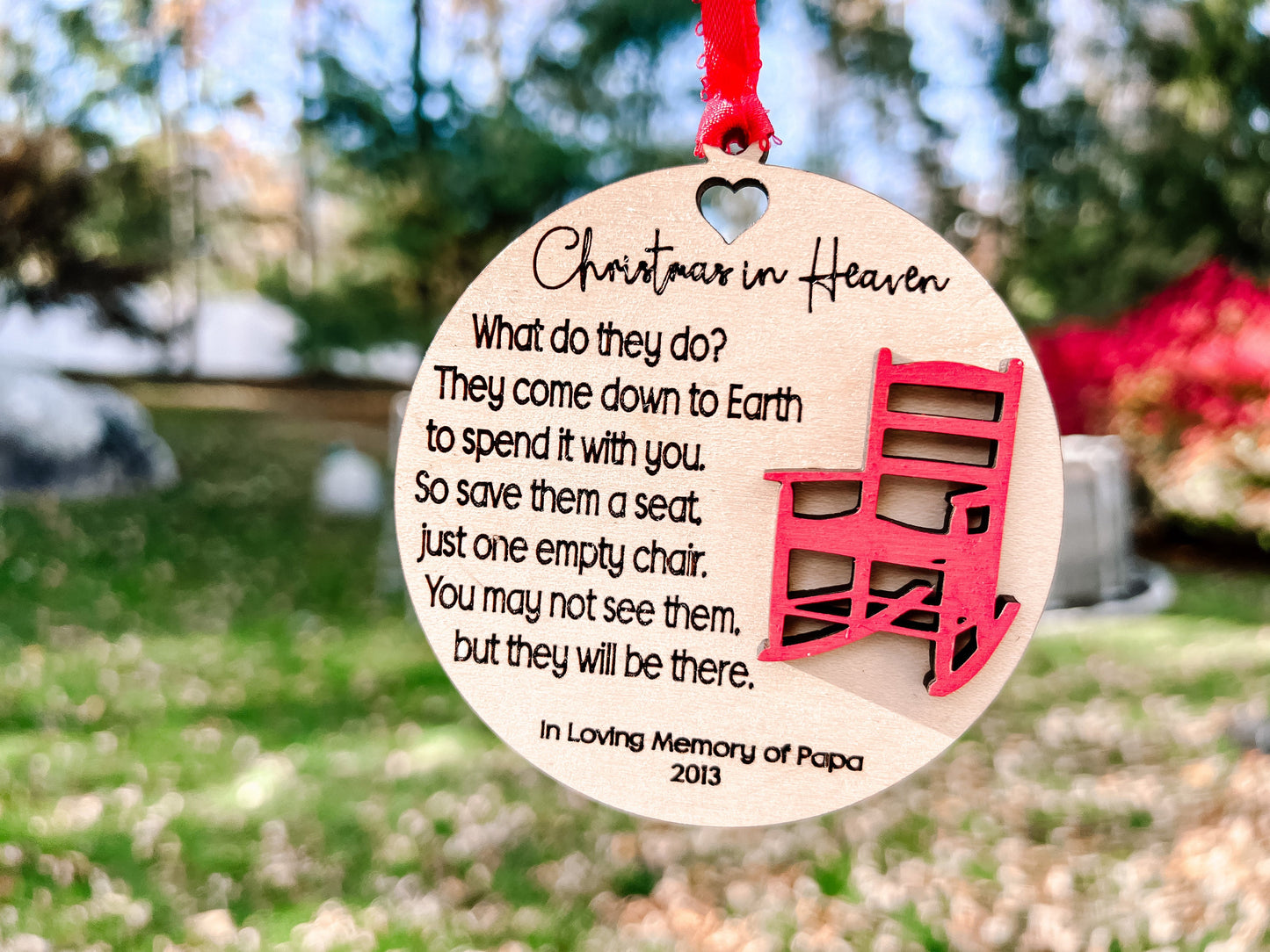 Christmas In Heaven Personalized Memorial Ornament - Add custom Handwriting Option