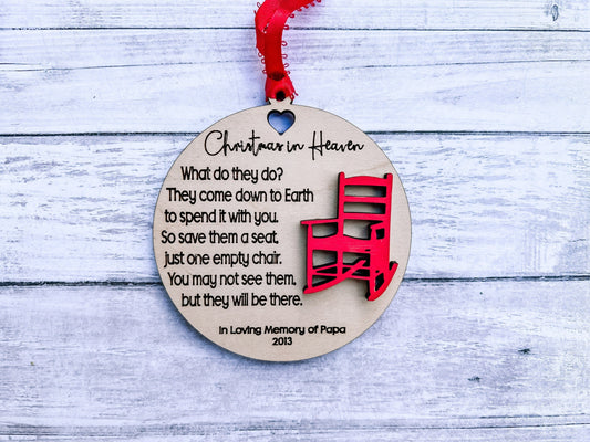 Christmas In Heaven Personalized Memorial Ornament - Add custom Handwriting Option
