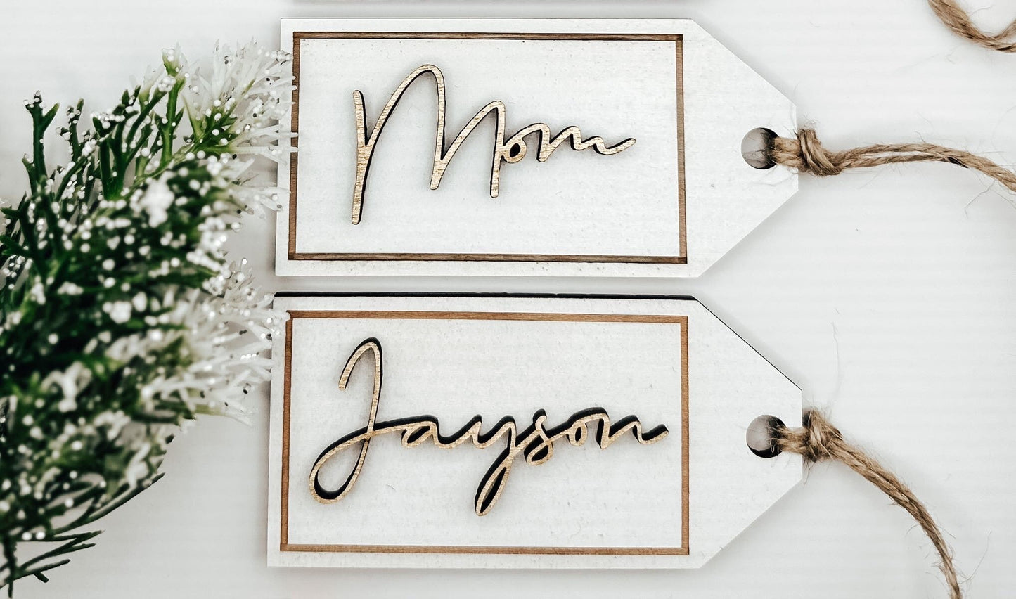 Personalized White & Gold Gift & Stocking Tags
