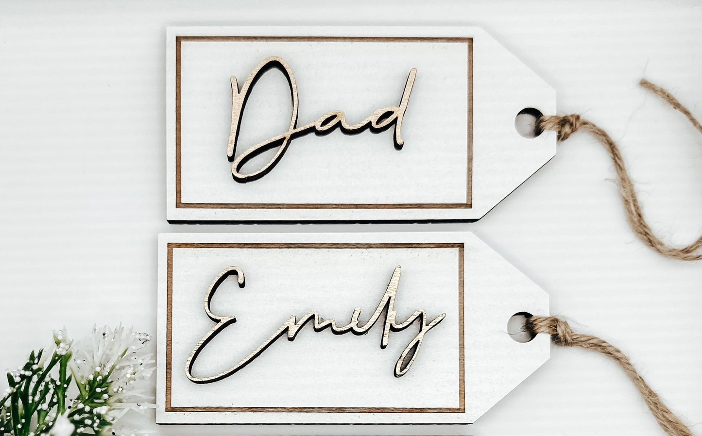 Personalized White & Gold Gift & Stocking Tags