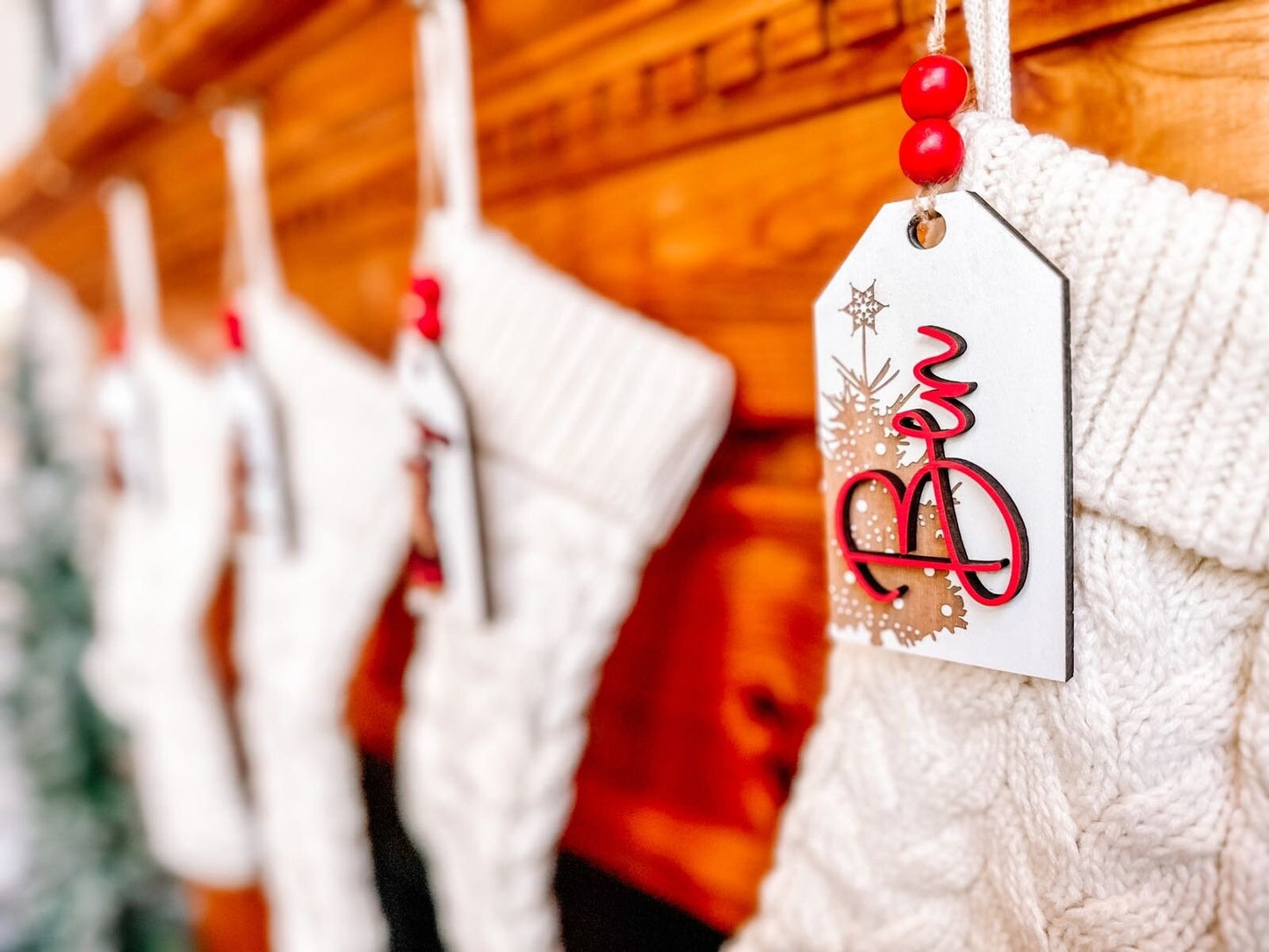 Personalized Vintage Christmas Tree Gift & Stocking Tags