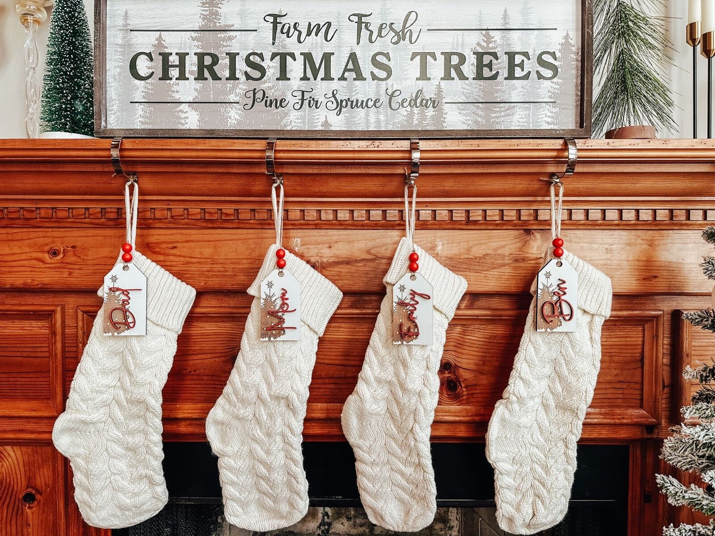 Personalized Vintage Christmas Tree Gift & Stocking Tags