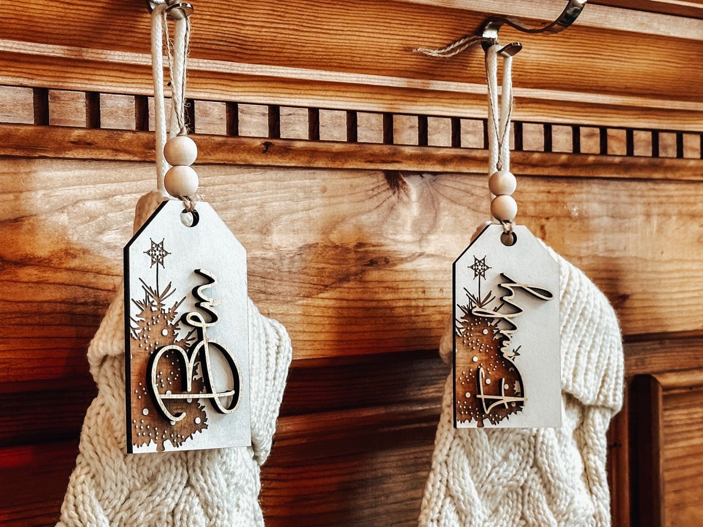 Personalized Vintage Christmas Tree Gift & Stocking Tags