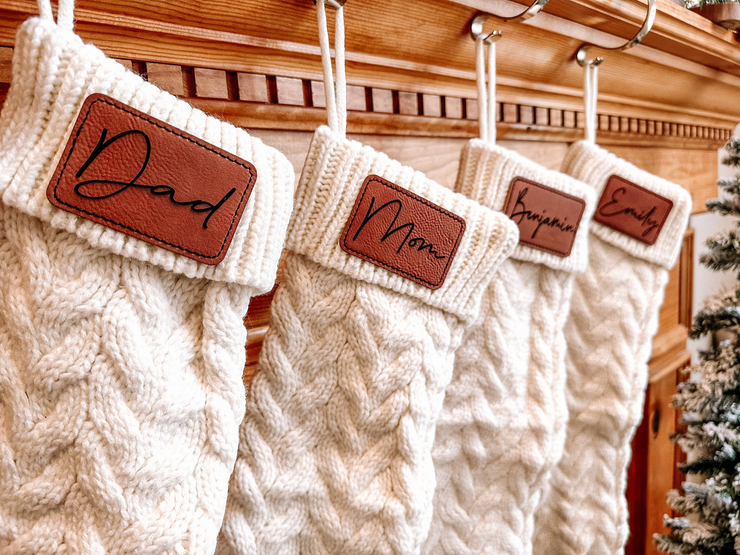 Cable Knit Stockings with Personalized Patch