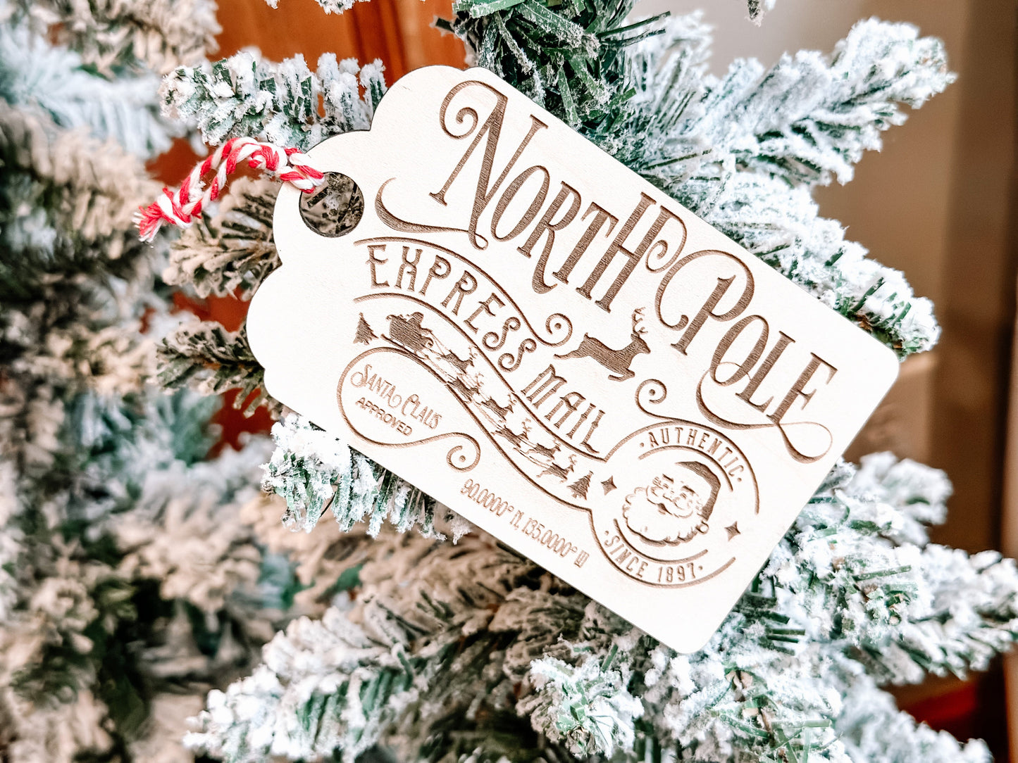 North Pole Wood Gift Tag, Santa Gift Tag