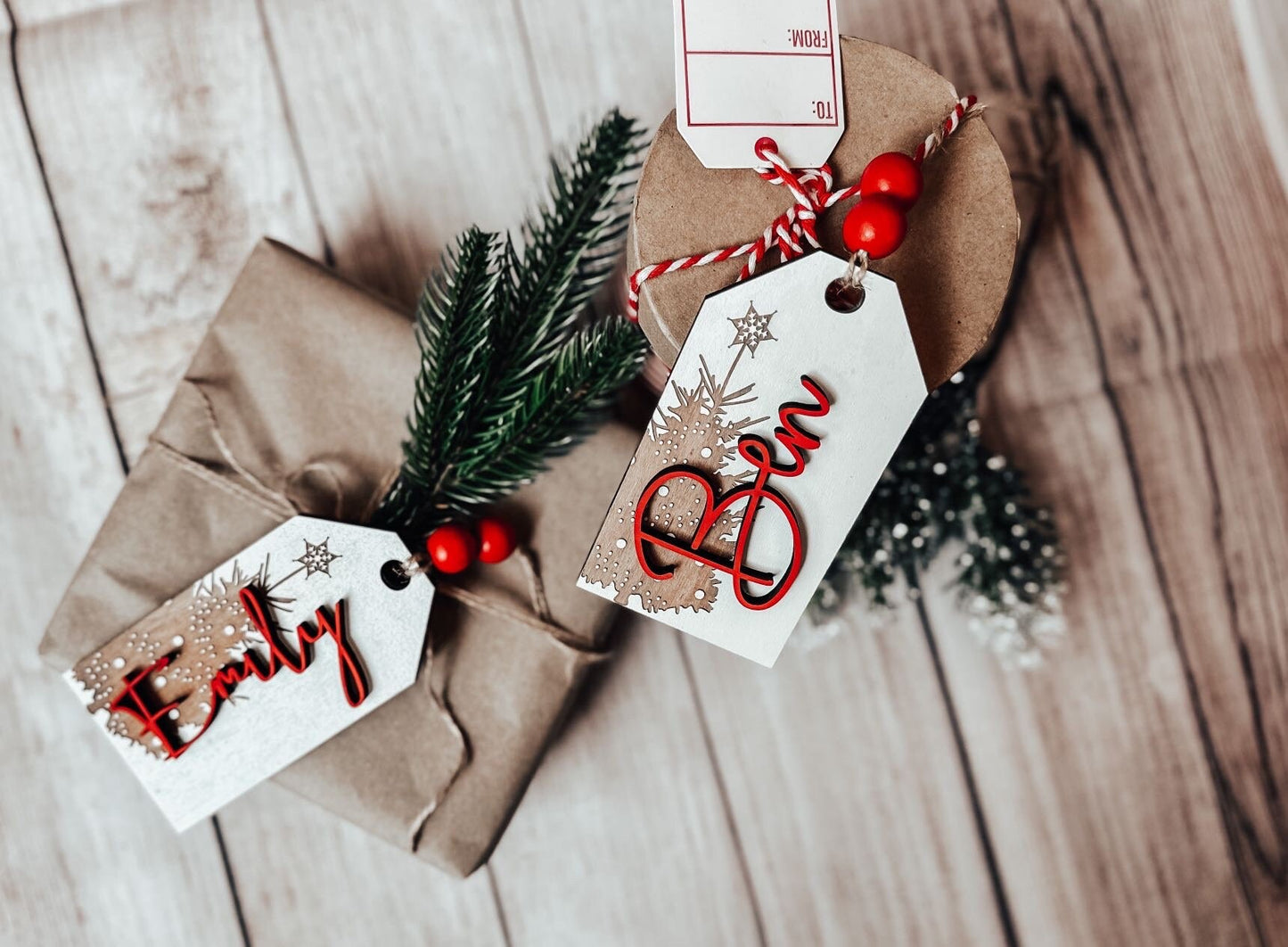 Personalized Vintage Christmas Tree Gift & Stocking Tags