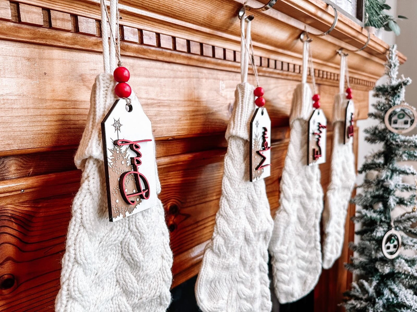 Personalized Vintage Christmas Tree Gift & Stocking Tags