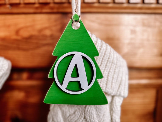 Initial Christmas Tree Gift Tags, Stocking Tags