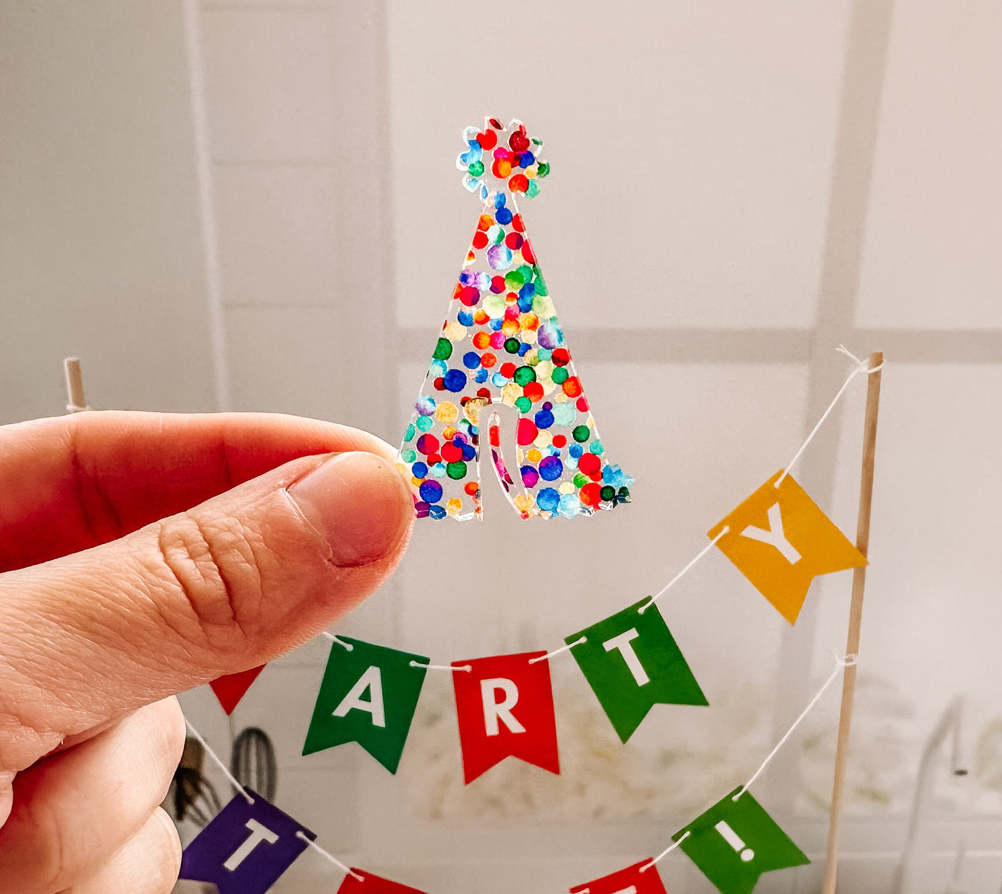 Celebration Drink Markers, Birthday Party Hat Glass Charm