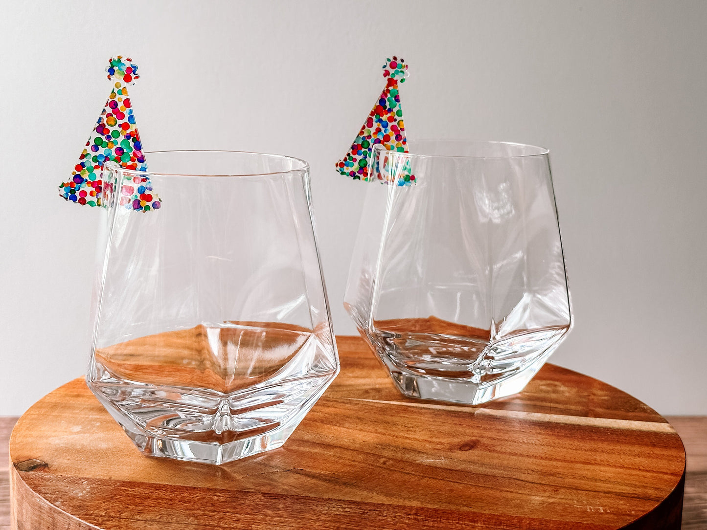 Celebration Drink Markers, Birthday Party Hat Glass Charm