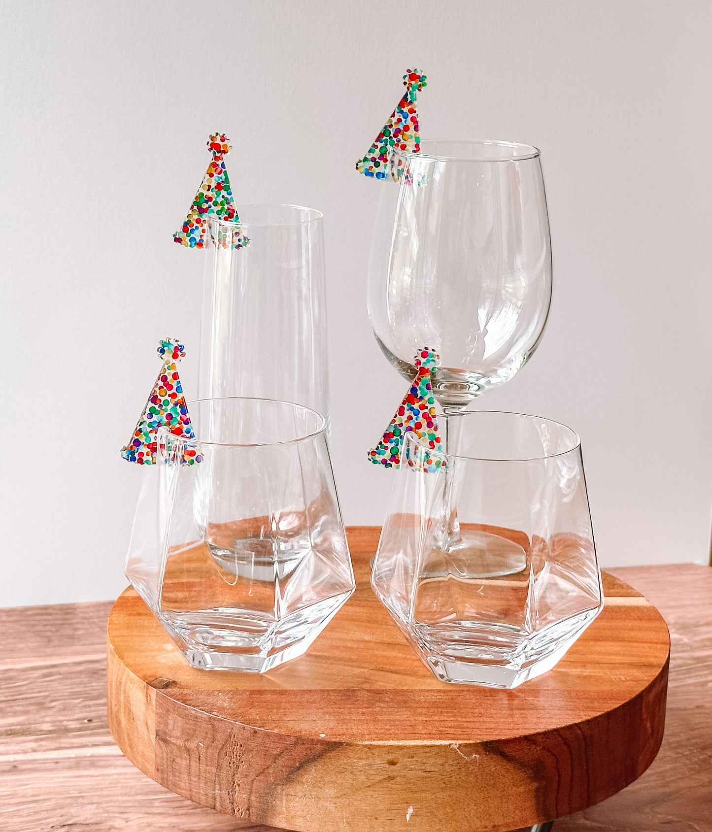 Celebration Drink Markers, Birthday Party Hat Glass Charm