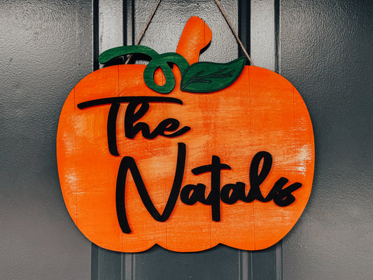 Personalized Pumpkin Sign & Door Hanger