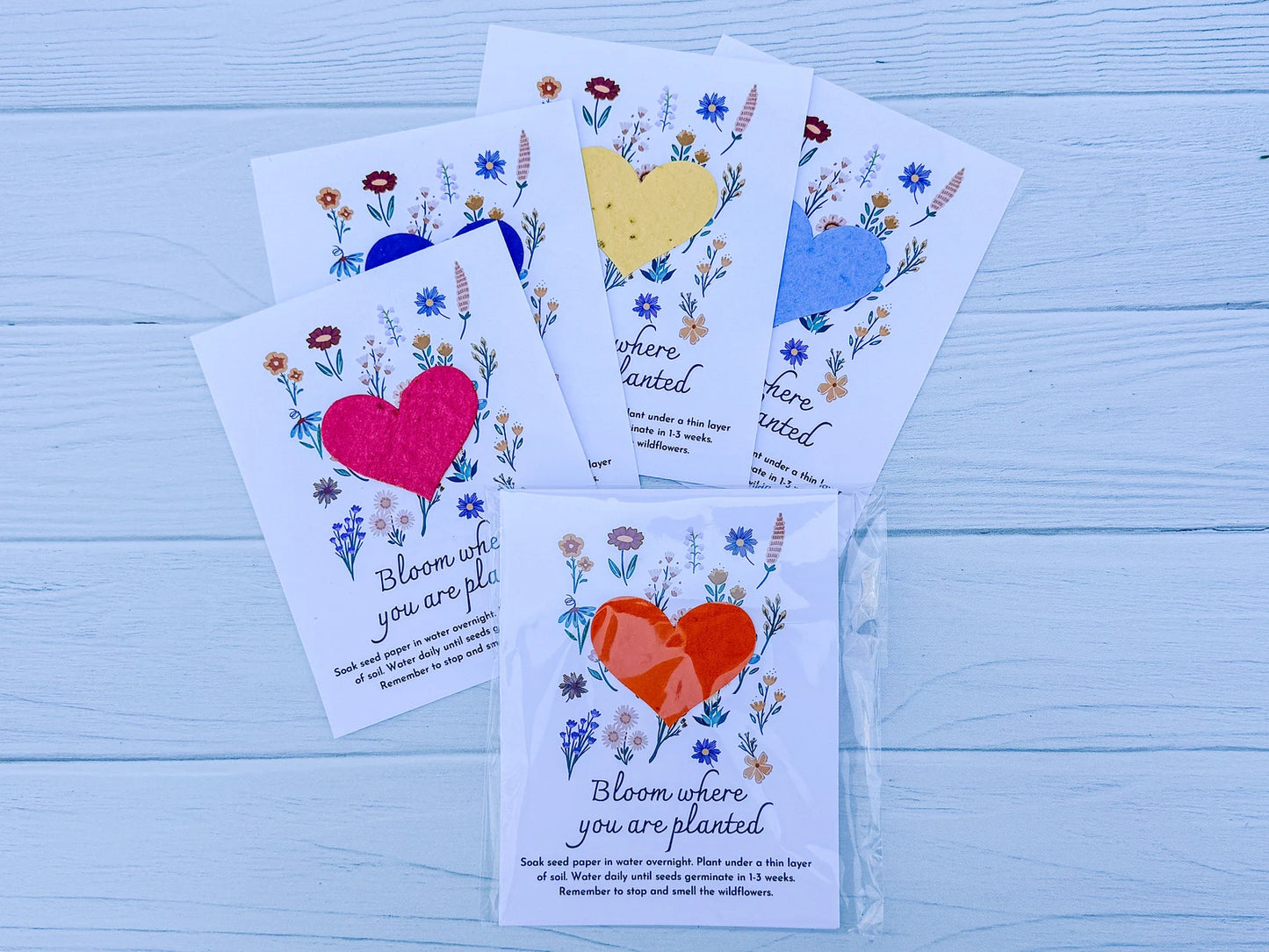 Wildflower Seed Paper Heart Inspirational Postcards, Pack of 8