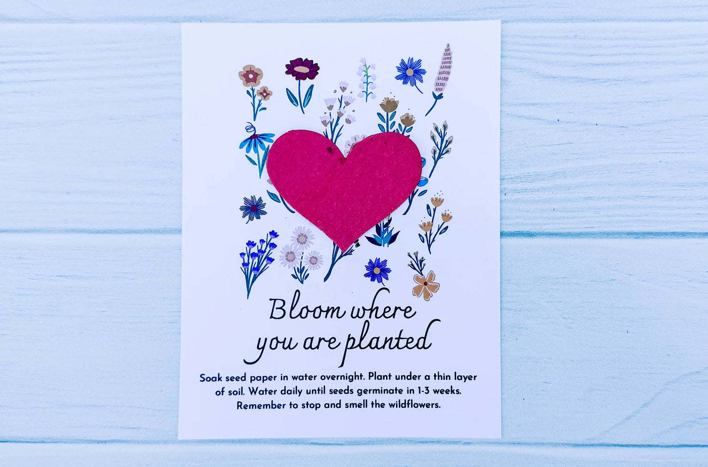 Wildflower Seed Paper Heart Inspirational Postcards, Pack of 8