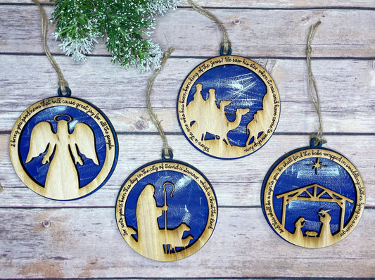 Hand painted Wooden Nativity Ornament Set