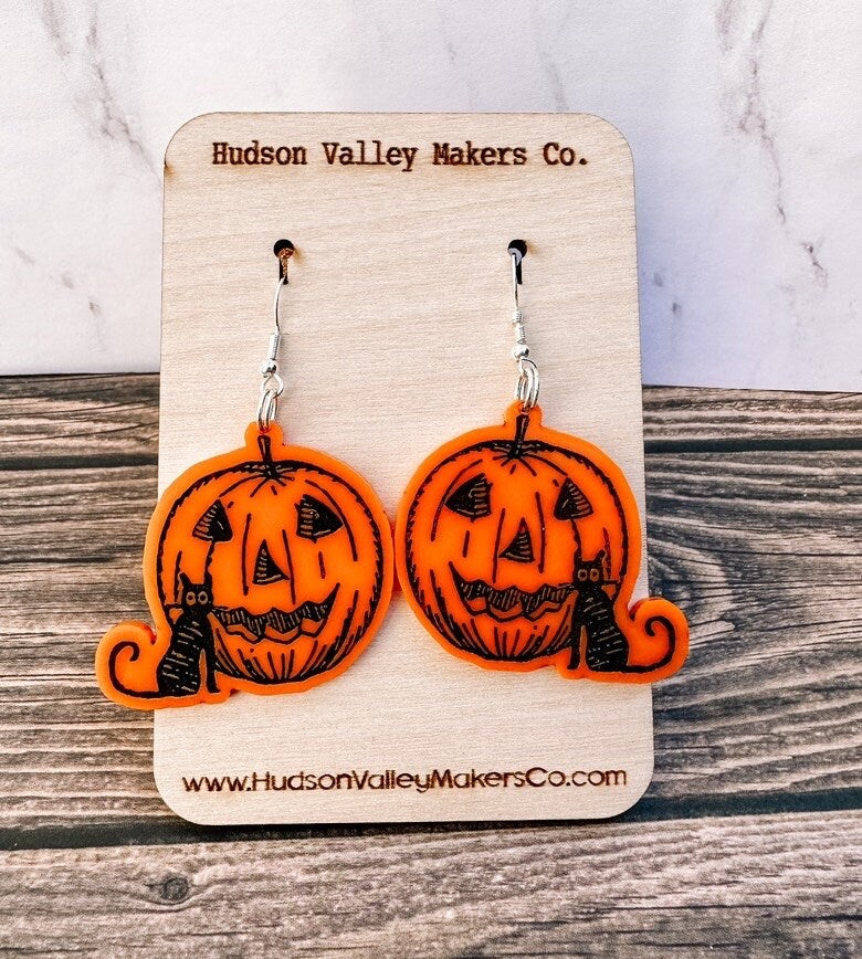 Halloween Vintage Jack O Lantern Earrings