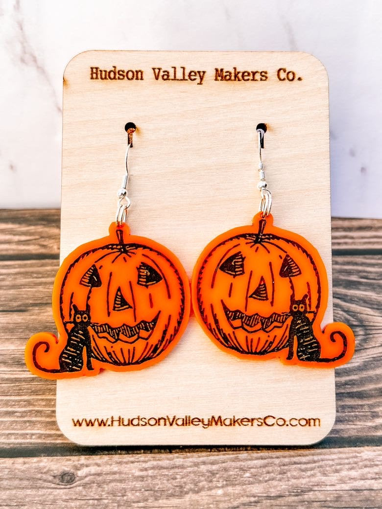 Halloween Vintage Jack O Lantern Earrings