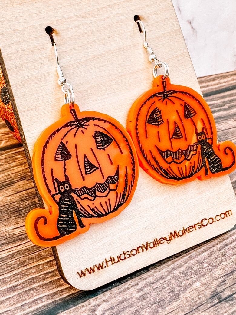 Halloween Vintage Jack O Lantern Earrings