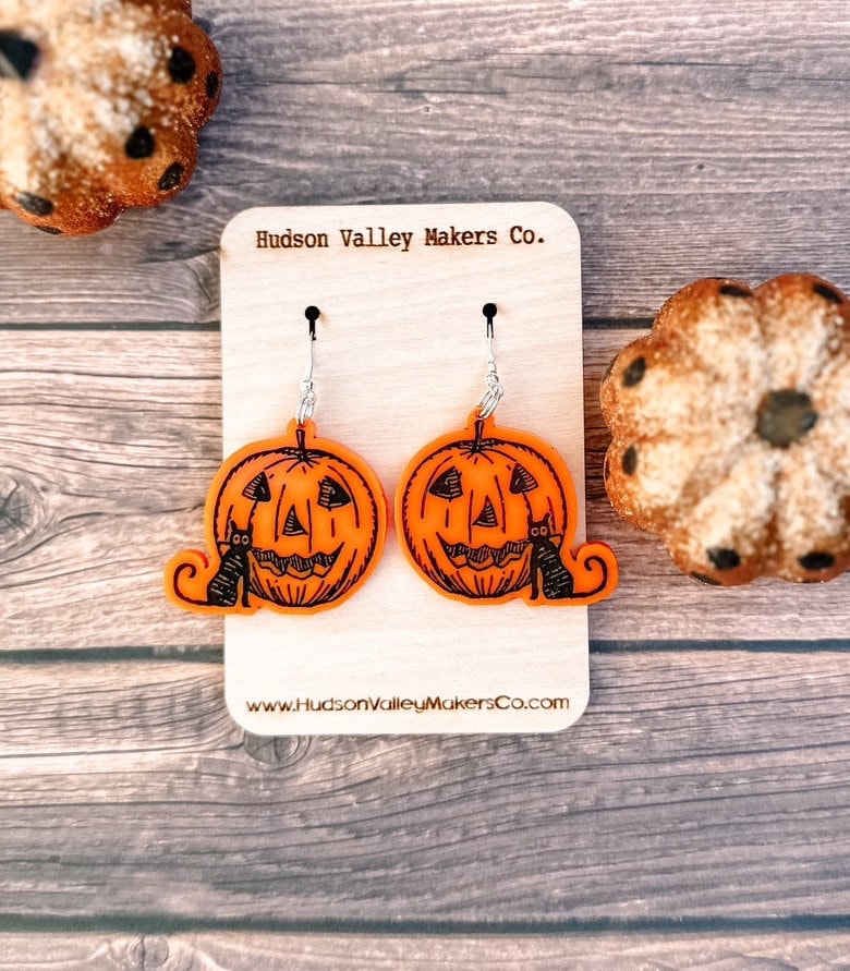 Halloween Vintage Jack O Lantern Earrings