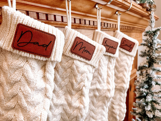 Cable Knit Stockings with Personalized Patch