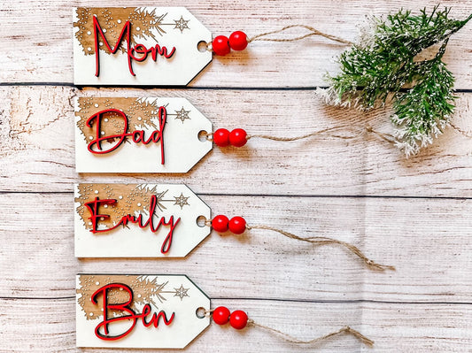 Personalized Vintage Christmas Tree Gift & Stocking Tags