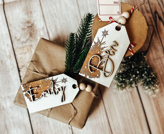 Personalized Vintage Christmas Tree Gift & Stocking Tags