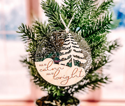 Snowy Silent Night Christmas Ornament