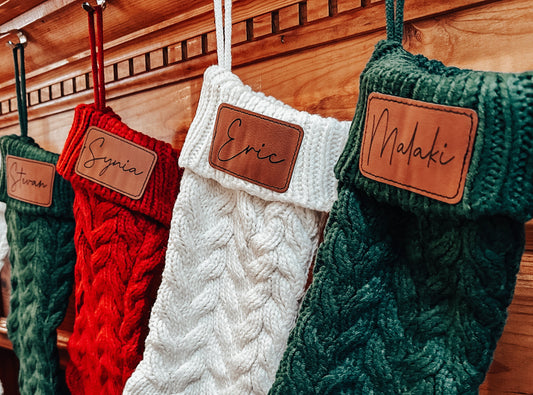 Cable Knit Stockings with Personalized Patch