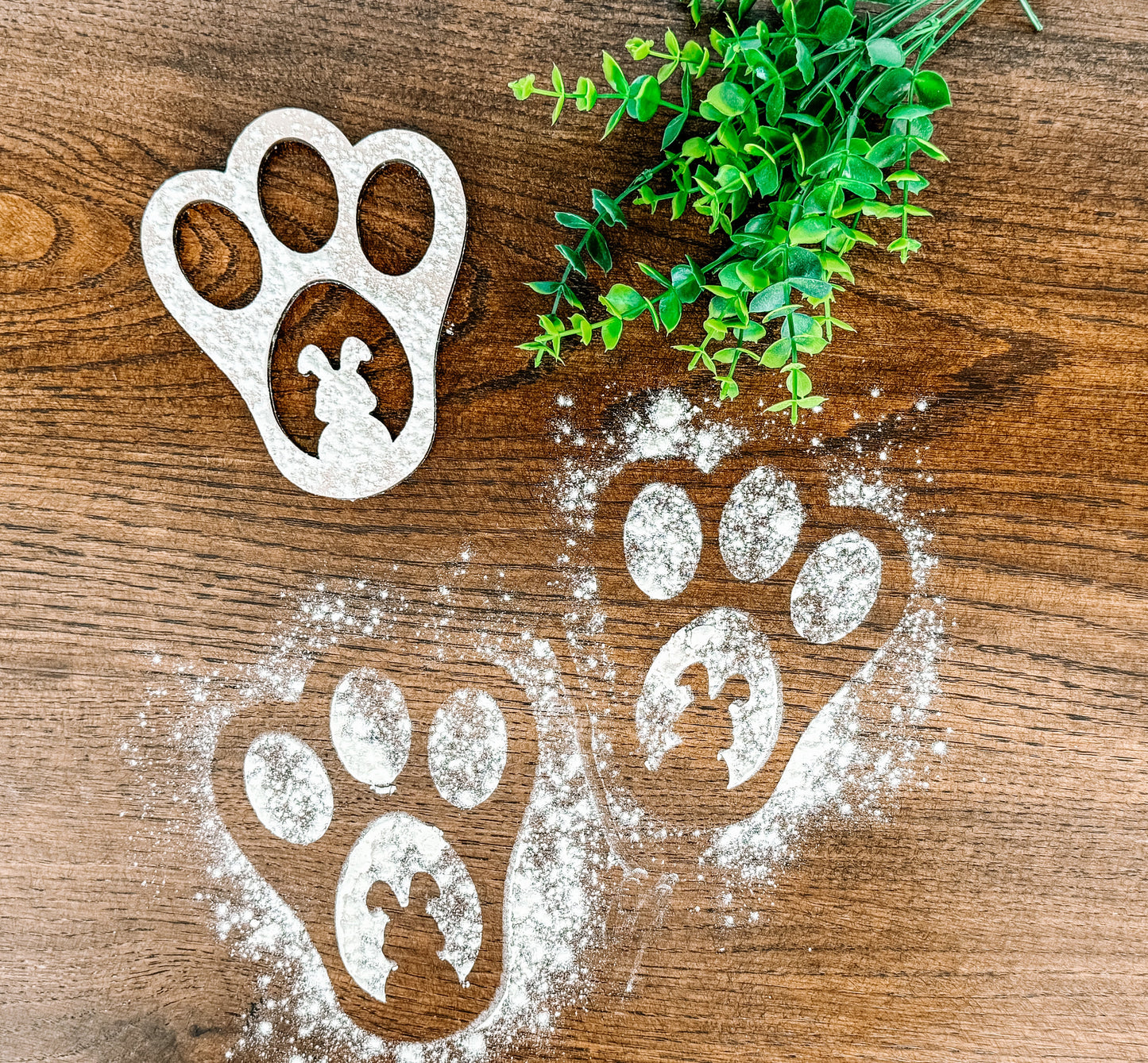 Easter Bunny Tracks Wood Stencil, Reusable Easter Bunny Footprint Stencil